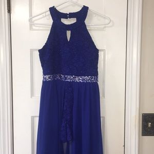 Royal blue walkthrough romper dress